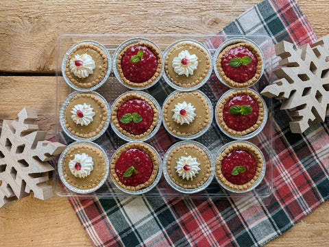 Plateau de 12 tartelettes mixtes (sucre et fromage-framboise)