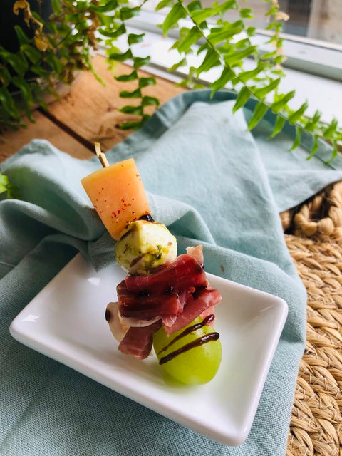 Plateau de brochettes prosciutto et melon